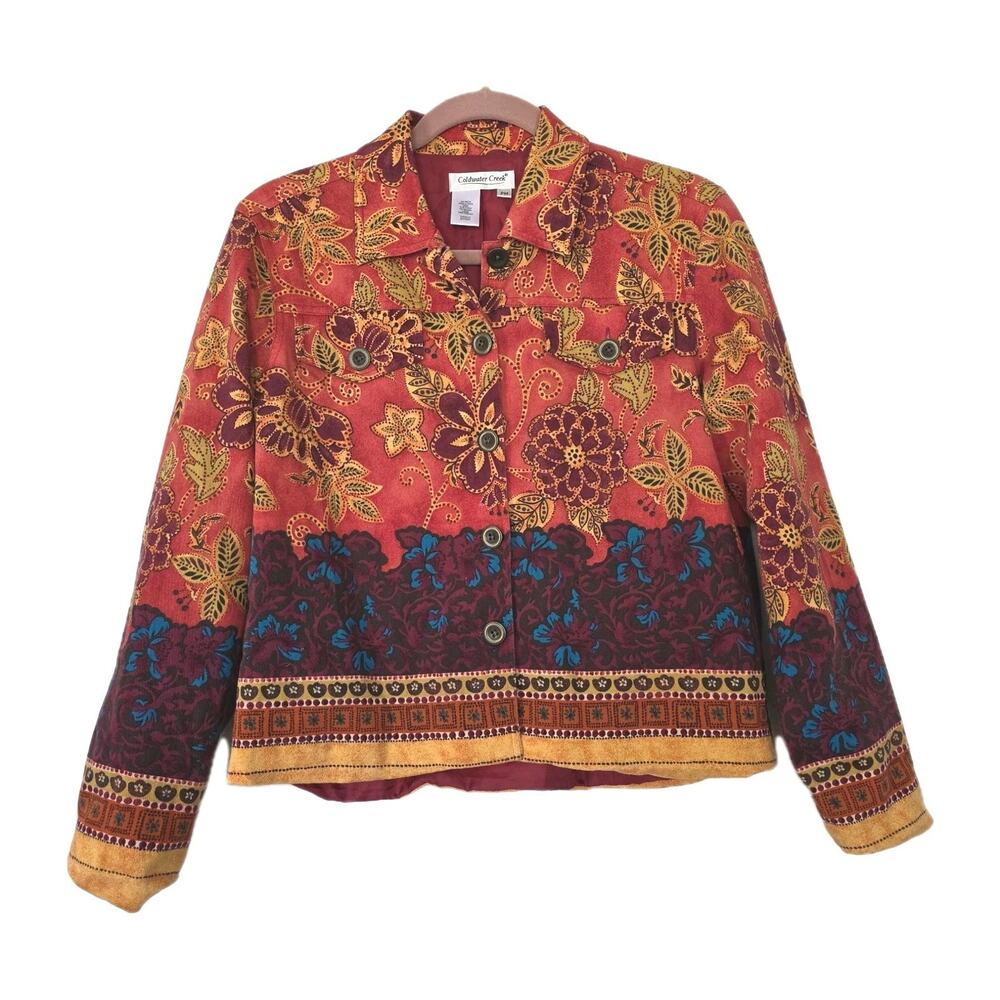 Vtg Coldwater Creek Floral Jacket Womens MP Bohemian Artsy Cottagecore Fall